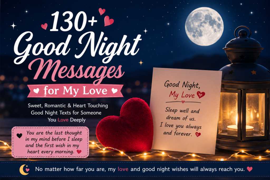 Good night messages for my love with romantic moonlight background