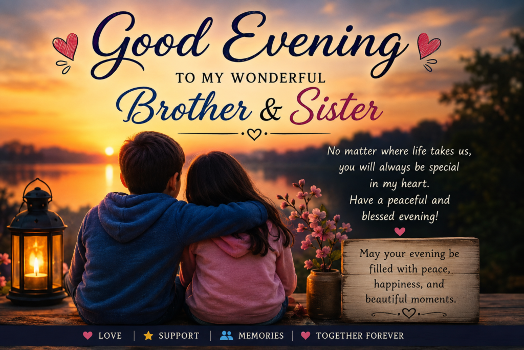 Good Evening Messages for Brother and Sister with heartfelt wishes and blessings